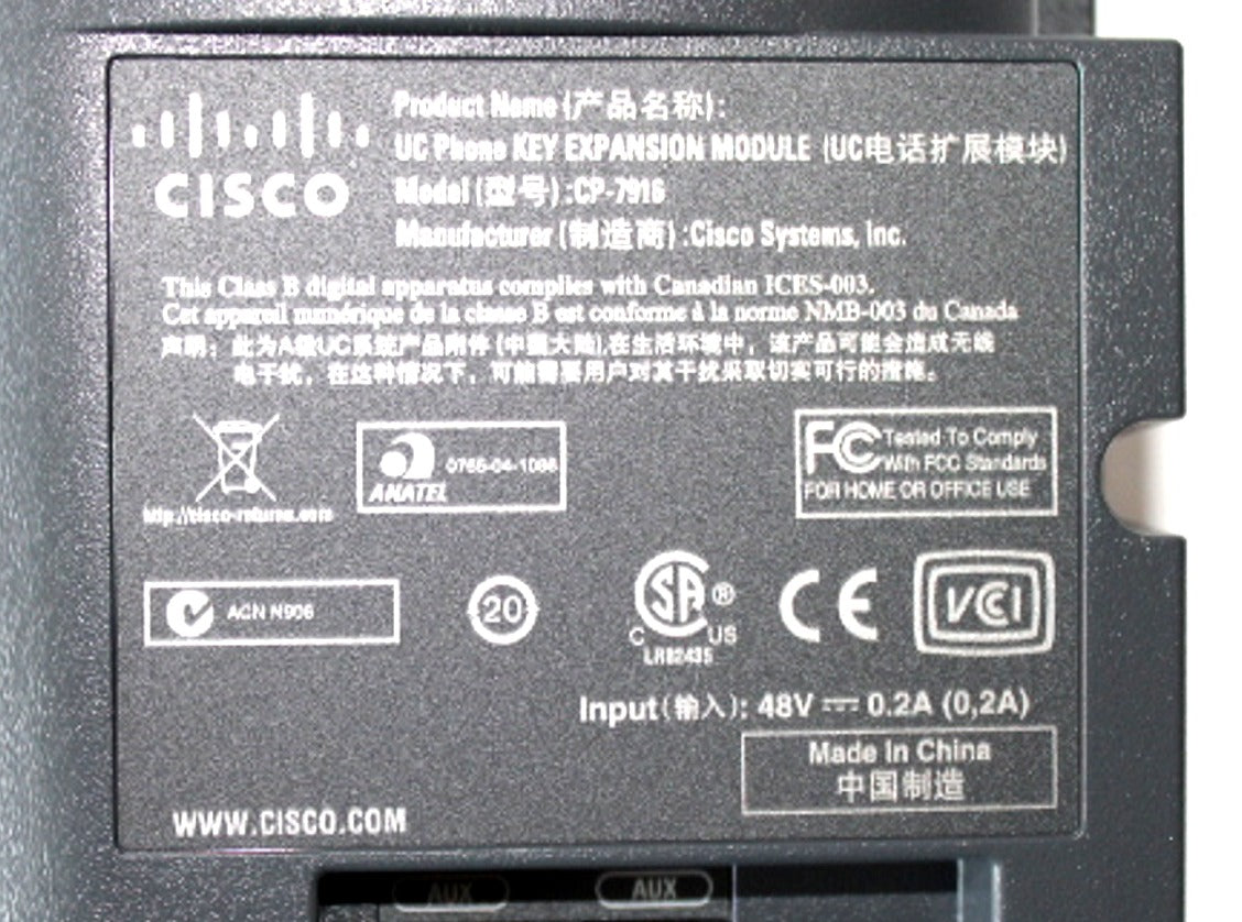 Cisco 7916 Back panel of IP Phone Expansion module