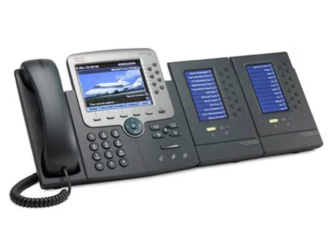 Example of Cisco phone with two CP-7016 Expansion Modules attached