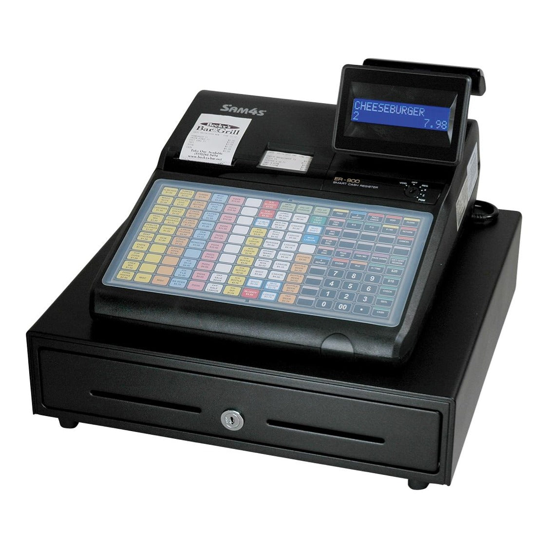 Sam4s ER-940 Cash Register Front View of Flat Keyboard. Perfect for Food Service Applications.
