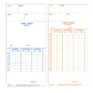 Acroprint ATR121 weekly time cards ATR121 1000 weekly time cards per box