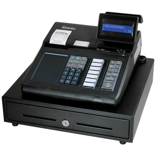 Sam4s ER-915 Cash Register front of cash register, mounted to the cash drawer