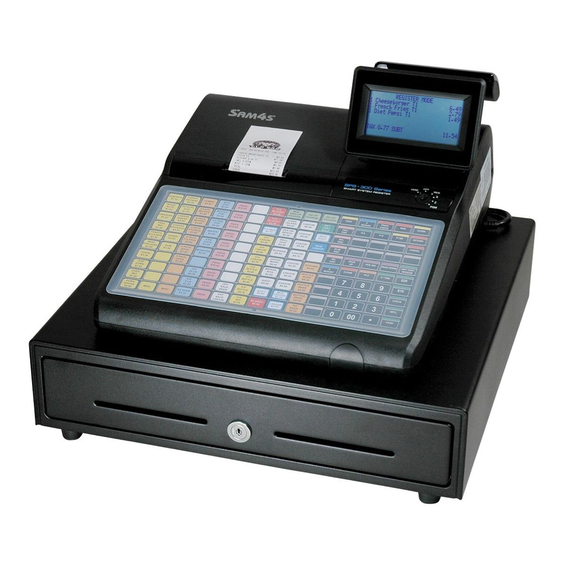 Sam4S SPS 320 Electronic Cash Register Flat Keyboard for Restaurant and Retail Environments.