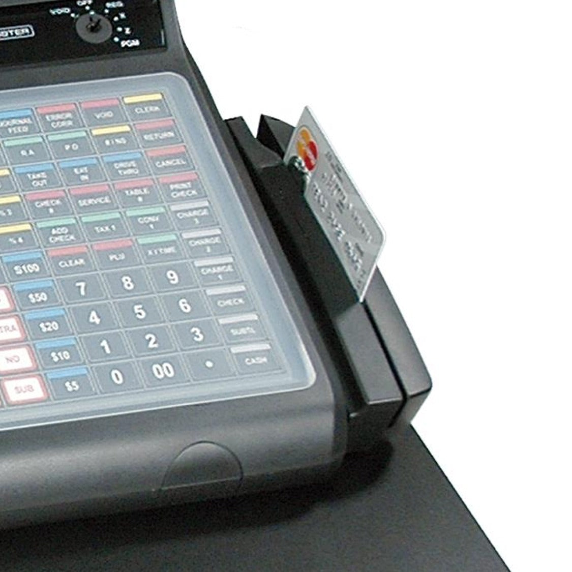 Optional integrated credit card swipe on side of Cash Register