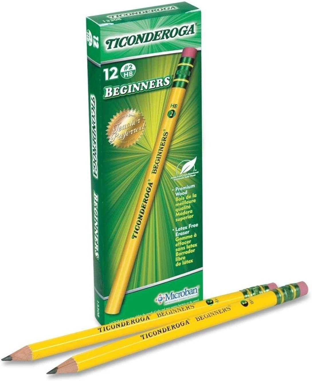 Dixon Ticonderoga 13308 No. 2 HB Beginner Pencil Oversized With Eraser Real Wood